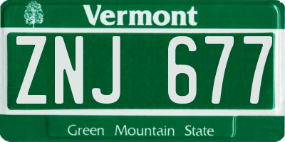 VT license plate ZNJ677