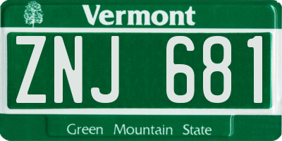 VT license plate ZNJ681