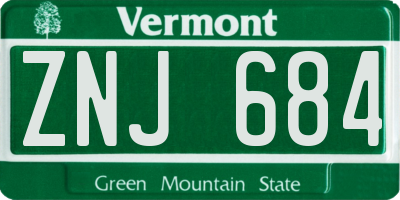 VT license plate ZNJ684