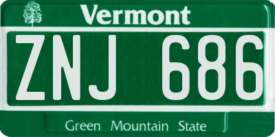VT license plate ZNJ686
