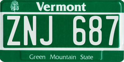 VT license plate ZNJ687