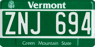 VT license plate ZNJ694