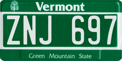 VT license plate ZNJ697