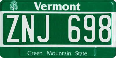 VT license plate ZNJ698