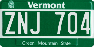 VT license plate ZNJ704