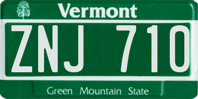 VT license plate ZNJ710