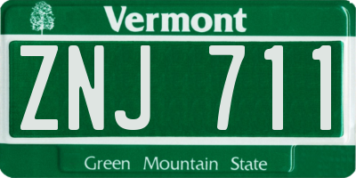VT license plate ZNJ711