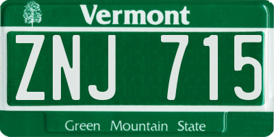 VT license plate ZNJ715