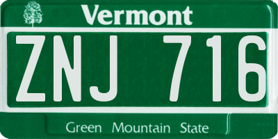 VT license plate ZNJ716