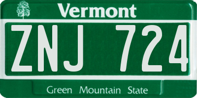 VT license plate ZNJ724