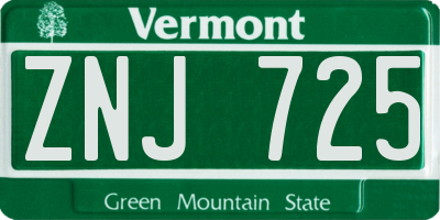 VT license plate ZNJ725