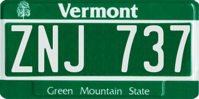 VT license plate ZNJ737