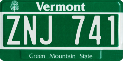 VT license plate ZNJ741