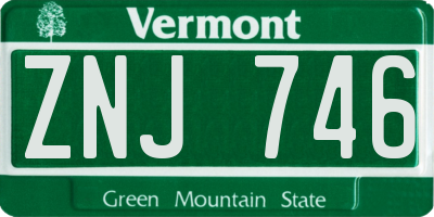 VT license plate ZNJ746