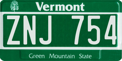 VT license plate ZNJ754