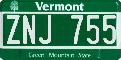 VT license plate ZNJ755