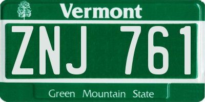 VT license plate ZNJ761