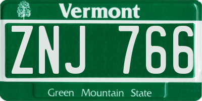 VT license plate ZNJ766