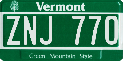 VT license plate ZNJ770