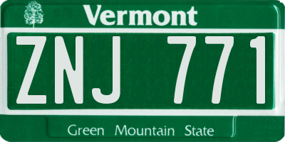 VT license plate ZNJ771
