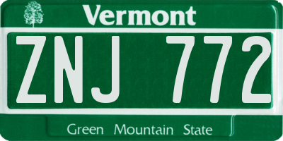 VT license plate ZNJ772
