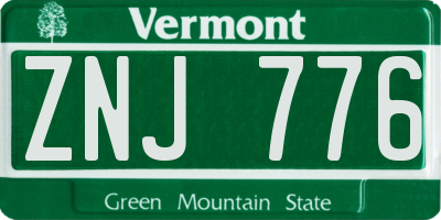 VT license plate ZNJ776