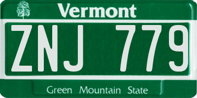 VT license plate ZNJ779