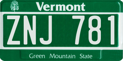 VT license plate ZNJ781