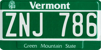 VT license plate ZNJ786