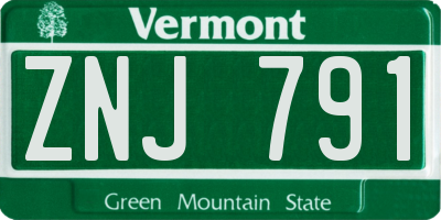 VT license plate ZNJ791