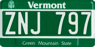 VT license plate ZNJ797