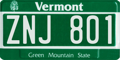 VT license plate ZNJ801