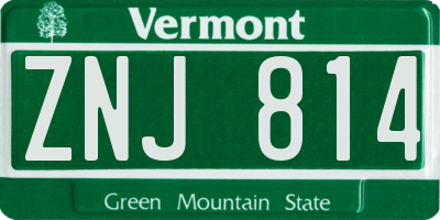 VT license plate ZNJ814