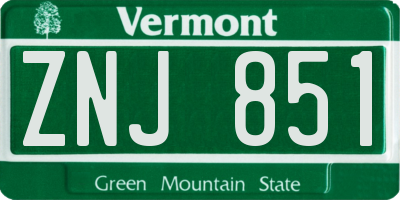 VT license plate ZNJ851