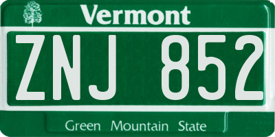 VT license plate ZNJ852