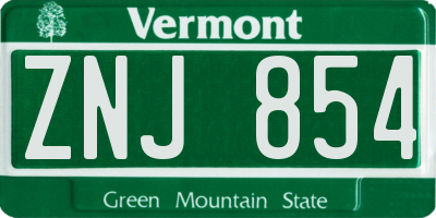 VT license plate ZNJ854