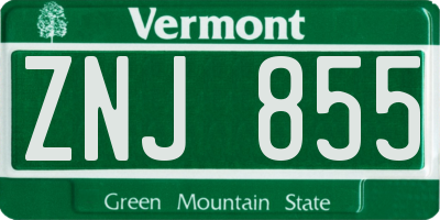 VT license plate ZNJ855