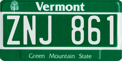 VT license plate ZNJ861