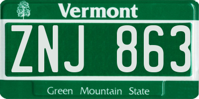 VT license plate ZNJ863