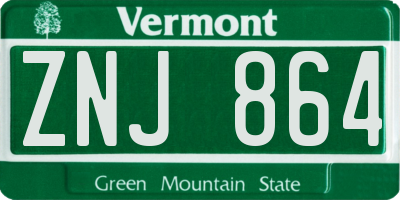 VT license plate ZNJ864