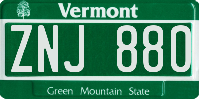 VT license plate ZNJ880