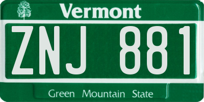 VT license plate ZNJ881