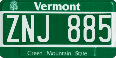 VT license plate ZNJ885