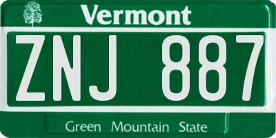 VT license plate ZNJ887