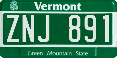VT license plate ZNJ891
