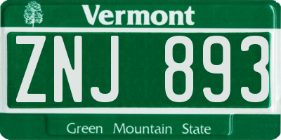 VT license plate ZNJ893
