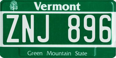 VT license plate ZNJ896