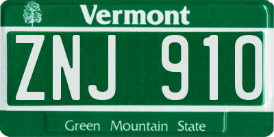VT license plate ZNJ910