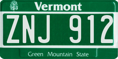 VT license plate ZNJ912