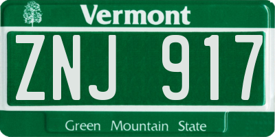 VT license plate ZNJ917